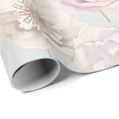 Pastel Flower & Butterfly matte Wrapping Paper Geschenkpapier (Rolleneckpunkt)