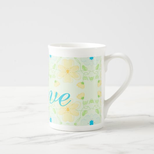 Pastel Flower China Tasse mit Blues (Rechts)