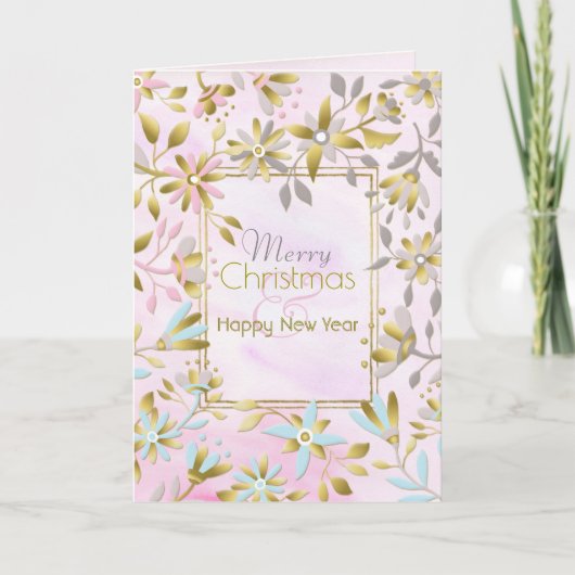Pastel Flower Christmas Greeting Card Karte (Vorderseite)