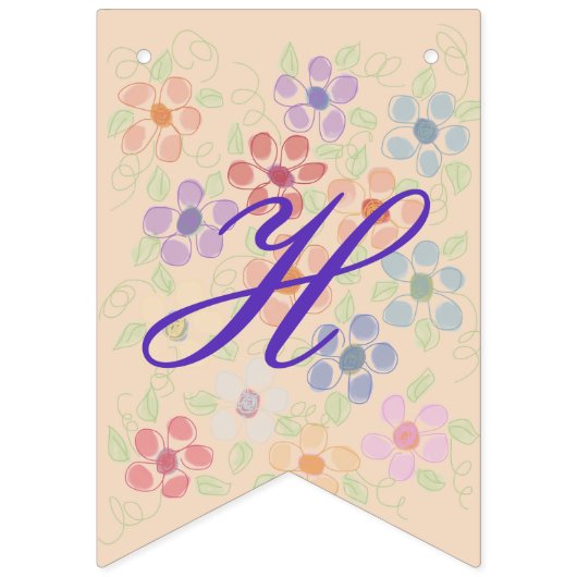 Pastel Flower Happy Birthday Wimpelkette (Zweite Fahne)