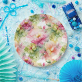 Pastel Flowers Alcohol Ink Illustration Pappteller (Party)
