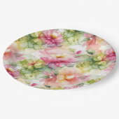 Pastel Flowers Alcohol Ink Illustration  Pappteller (Schrägansicht)