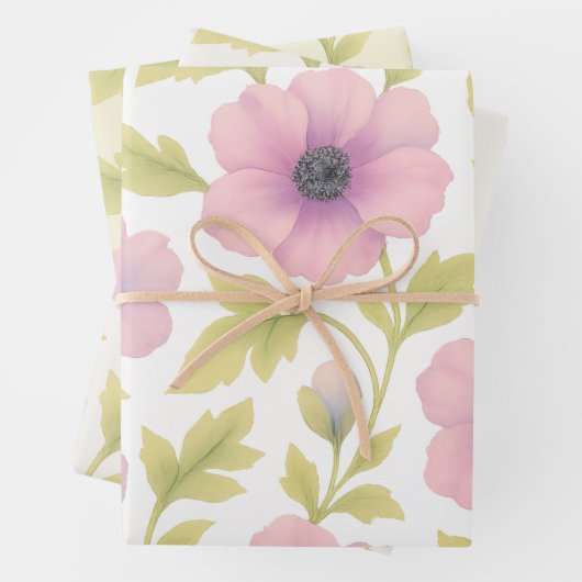 Pastel Flowers Wrapping Paper Set of 3 Geschenkpapier Set (Beispiel)