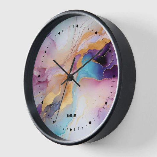 Pastel flowing colors abstract modern monogram uhr (Winkel)
