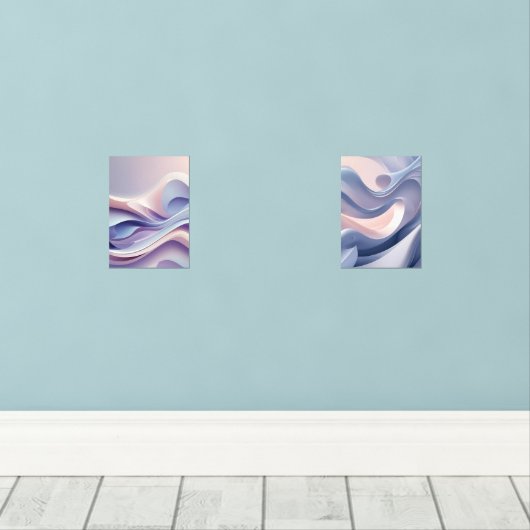 Pastel Flows Layers - Abstrakte Kunst für Ruhe & C Bilderwand Sets (Holzboden)