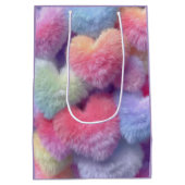 Pastel Fluffy Hearts Gift Bag Mittlere Geschenktüte (Rückseite)