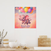 Pastel Flying Baby Elephant, maßgeschneidertes Kin Poster (Küche)