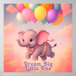 Pastel Flying Baby Elephant, maßgeschneidertes Kin Poster