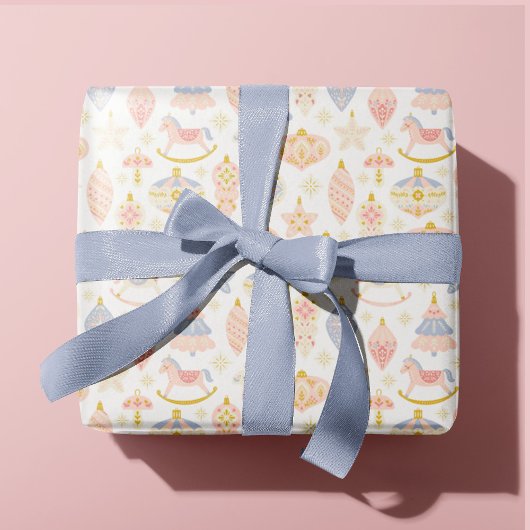 Pastel Folk Art Weihnachtsbaum Ornamente Kinder Ba Geschenkpapier