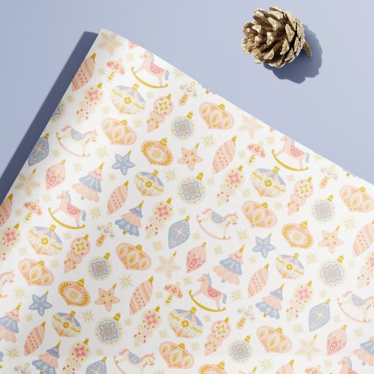 Pastel Folk Art Weihnachtsbaum Ornamente Kinder Ba Geschenkpapier