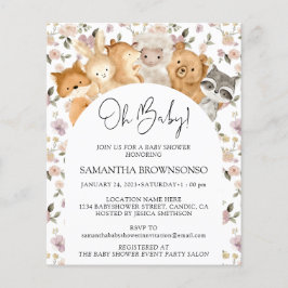 Pastel Forest Animals Oh Baby Dusche Budget Flyer