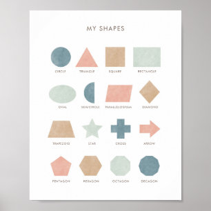 Pastel Formen pädagogisches Dekor Poster