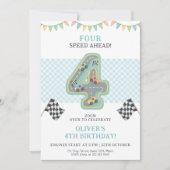 Pastel Four Speed Birthday Race Einladung (Vorderseite)