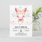 Pastel Fox 1. Geburtstag Einladung (Stehend Vorderseite)