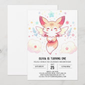 Pastel Fox 1. Geburtstag Einladung (Vorne/Hinten)