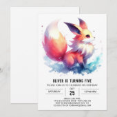 Pastel Fox Birthday Einladung (Vorne/Hinten)