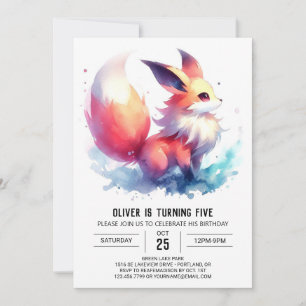 Pastel Fox Birthday Einladung
