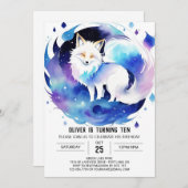 Pastel Fox in den Wald Geburtstag Einladung (Vorne/Hinten)