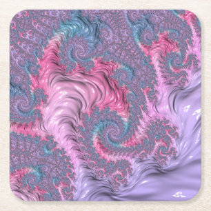 Pastel Fraktal Rechteckiger Pappuntersetzer