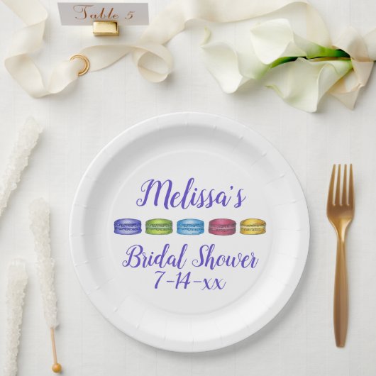 Pastel French Macaron Cookie Brautparty Pappteller (Hochzeit)