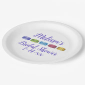 Pastel French Macaron Cookie Brautparty Pappteller (Schrägansicht)