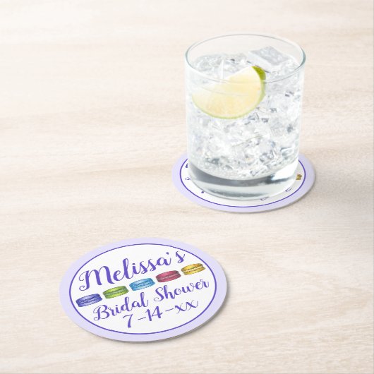 Pastel French Macaron Cookie Brautparty Runder Pappuntersetzer (Vor Ort)