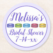 Pastel French Macaron Cookie Brautparty Runder Pappuntersetzer (Vorderseite)
