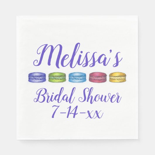 Pastel French Macaron Cookie Brautparty Serviette (Vorderseite)