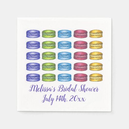 Pastel French Macaron Cookie Brautparty Serviette (Vorderseite)