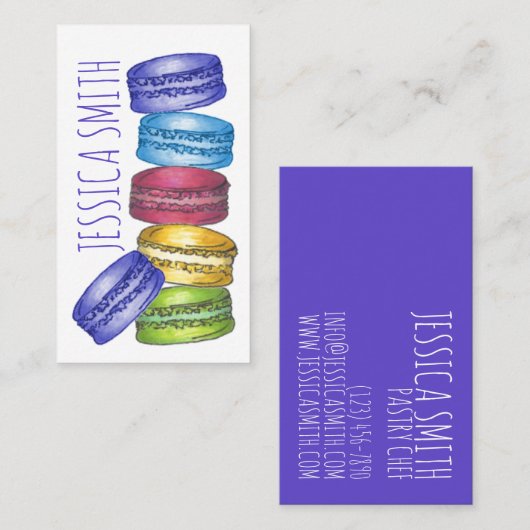 Pastel French Macaron Cookies Bäckerei Konditorei Visitenkarte (Vorne/Hinten)