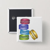 Pastel French Macaron Cookies Bäckereiladen Button (Vorne & Hinten)