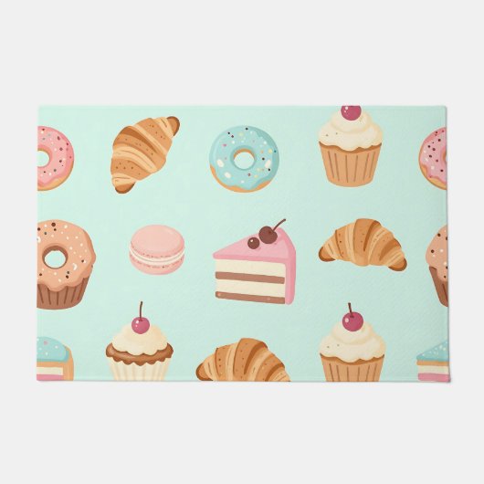 Pastel French Pastries Cute Dessert Pattern Fußmatte (Vorderseite)