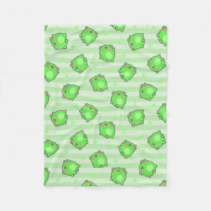 Pastel Frog Baby Blanket - Kawaii Grüne Streifen Fleecedecke