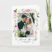 Pastel Frühling Blütenblüten Rahmen Foto Hochzeit Dankeskarte (Vorderseite)
