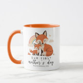 Pastel-Fuchs-Mama-Baby-Erster-Muttertag-Regenbogen Tasse (Links)