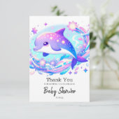 Pastel Fun Dolphin Babydusche Dankeskarte (Stehend Vorderseite)