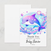 Pastel Fun Dolphin Babydusche Dankeskarte (Vorne/Hinten)