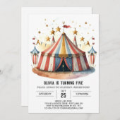 Pastel Fun Festival Circus Geburtstag Einladung (Vorne/Hinten)