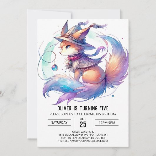 Pastel Fun Fox Geburtstag Einladung (Vorderseite)