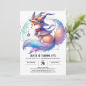 Pastel Fun Fox Geburtstag Einladung (Stehend Vorderseite)