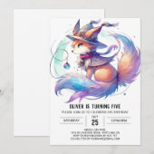 Pastel Fun Fox Geburtstag Einladung (Vorne/Hinten)