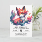 Pastel Fun Fox Geburtstag Einladung (Stehend Vorderseite)