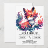 Pastel Fun Fox Geburtstag Einladung (Vorne/Hinten)