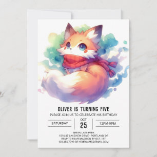 Pastel Fun Fox Geburtstag Einladung