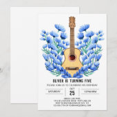 Pastel Fun Guitar Boy Birthday Einladung (Vorne/Hinten)