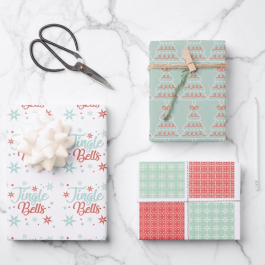 Pastel Fun Retro Jingle Custom Holiday Weihnachten Geschenkpapier Set (Vorderseite)