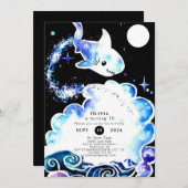 Pastel Fun Unterwasserhai Geburtstag Einladung (Vorne/Hinten)