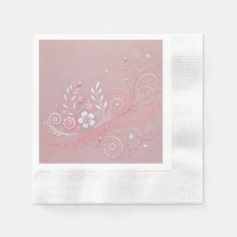 Pastel Fuschia Floral Motif Design Serviette