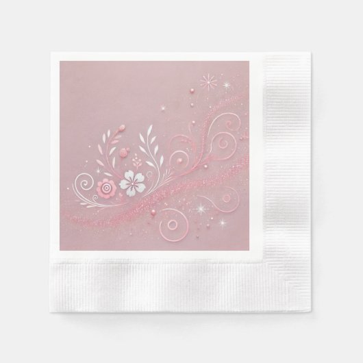 Pastel Fuschia Floral Motif Design Serviette (Vorderseite)