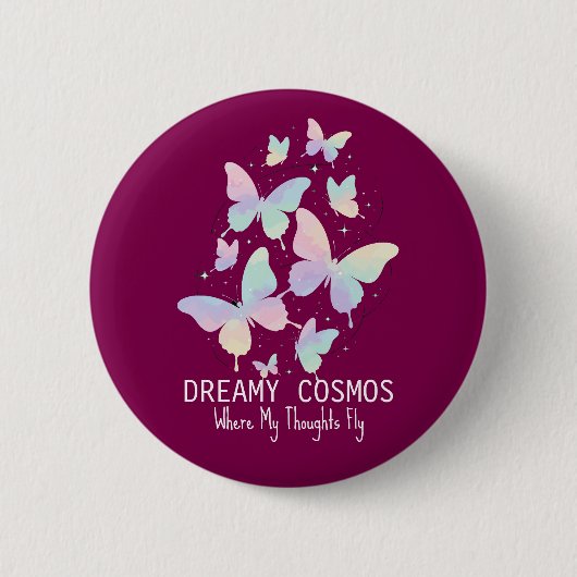 Pastel Galaxy Butterflies Dreamy Aesthetic Button (Vorderseite)